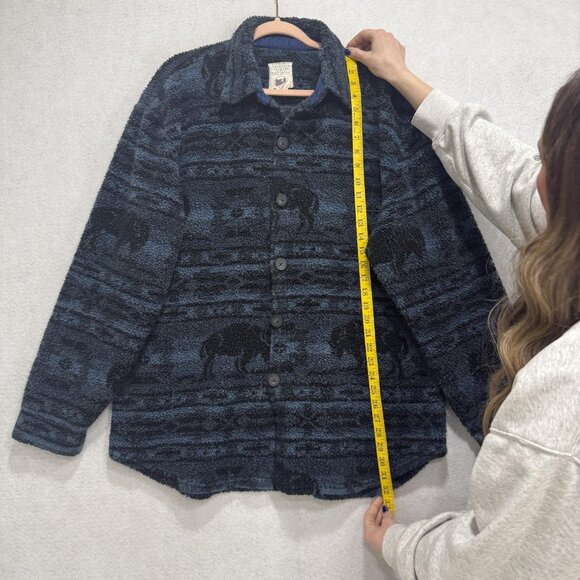 Colorado Trading Jacket Mens XL Blue Black Sherpa Fleece Buffalo Bison Western - Picture 5 of 8
